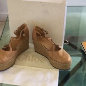 Chloe beige platform sandals shoes